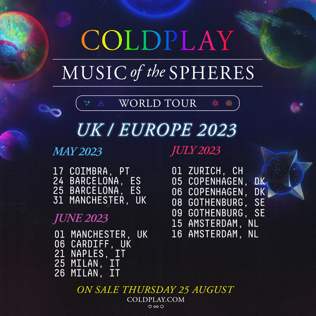 2023 UK and European shows announced Coldplay